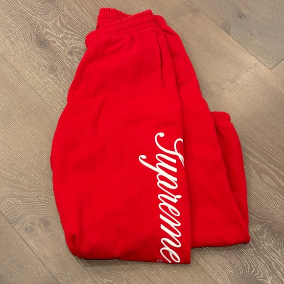 Supreme Other - Supreme Red Joggers with white logo